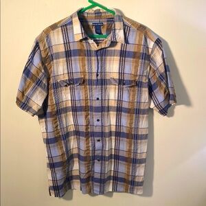 Falls Creek Blue and Brown Casual Button Down Shirt